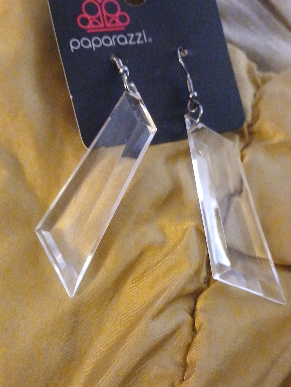 Paparazzi Clear Faceted Geometric Dangle Earrings